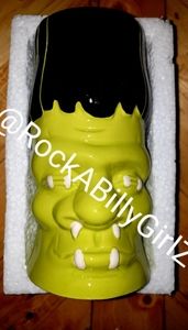 Sourpuss Headhunter Tiki Limited Edition Green Ceramic 16oz Coffee Mug 6.5" Vase